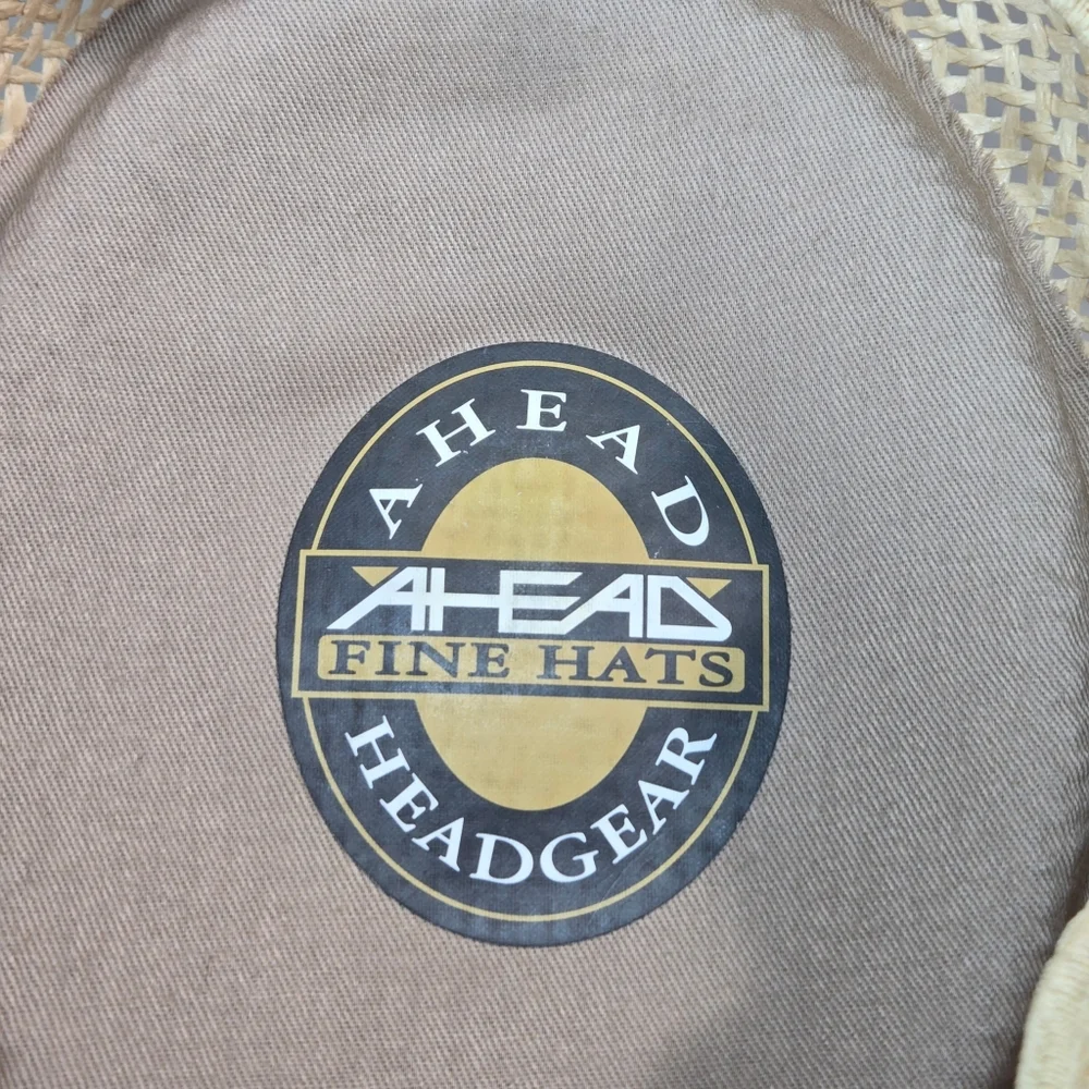 AHead Beige Straw Golf Hat Resortwear Travel SPF 50 - Picture 7 of 7